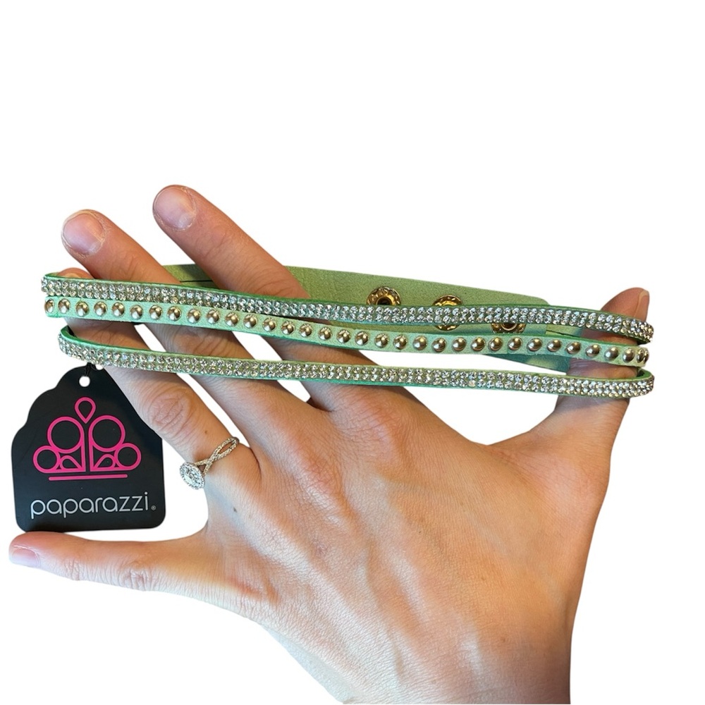 Paparazzi Mint Green Choker with Rhinestones